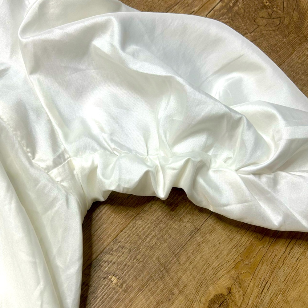 Rubin Singer 16 Taffeta Top Unique Lagenlook Asymmetrical Ivory Flowy - Picture 8 of 11